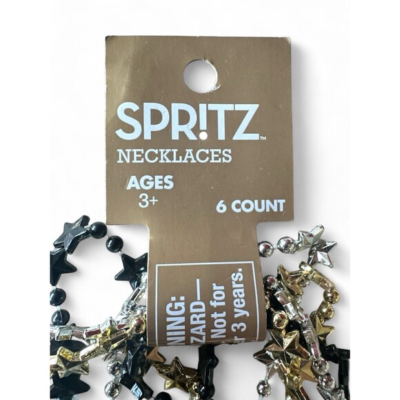 NWT 12 Spritz Target Beaded Necklaces Plastic Stars Black Silver & Gold 2 Pack - Picture 3 of 4